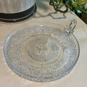 Vtg Tidbit Tray Duncan & Miller Glass Sandwich Pattern Victorian Mid Century